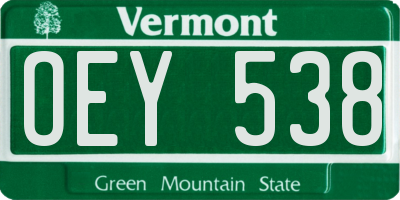VT license plate OEY538