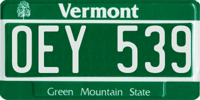 VT license plate OEY539