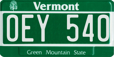 VT license plate OEY540