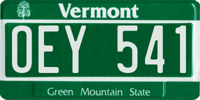 VT license plate OEY541