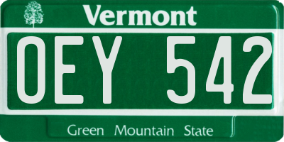 VT license plate OEY542