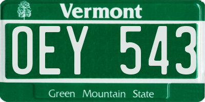 VT license plate OEY543
