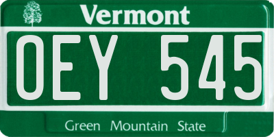 VT license plate OEY545
