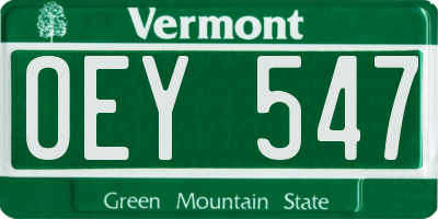VT license plate OEY547