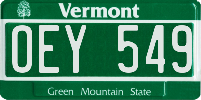VT license plate OEY549