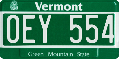 VT license plate OEY554