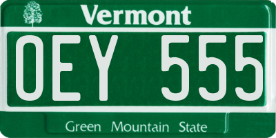 VT license plate OEY555