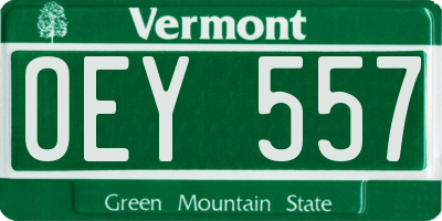 VT license plate OEY557