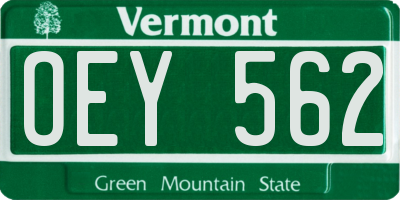VT license plate OEY562