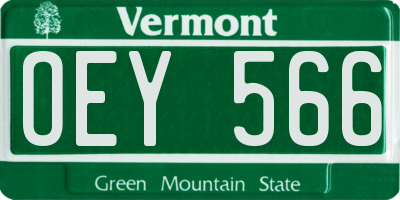 VT license plate OEY566