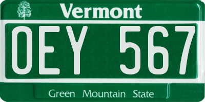 VT license plate OEY567
