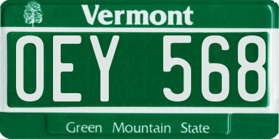 VT license plate OEY568