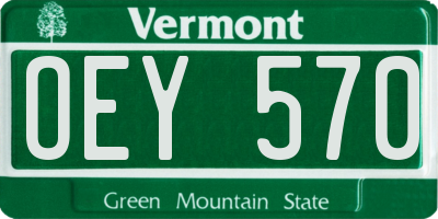 VT license plate OEY570