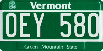 VT license plate OEY580