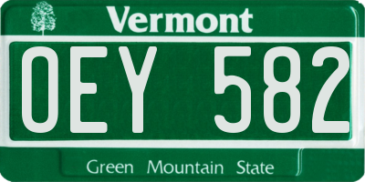 VT license plate OEY582