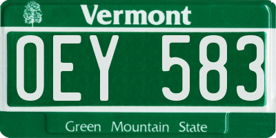 VT license plate OEY583