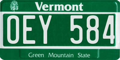 VT license plate OEY584