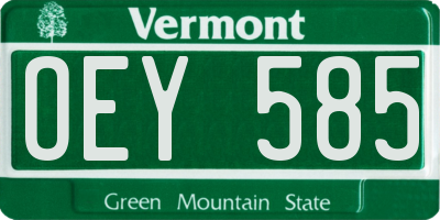 VT license plate OEY585