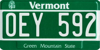 VT license plate OEY592