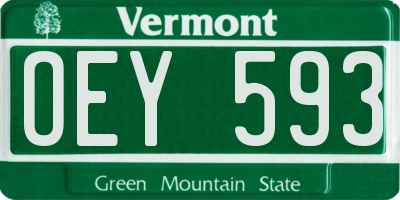 VT license plate OEY593