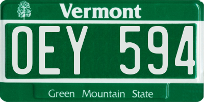 VT license plate OEY594