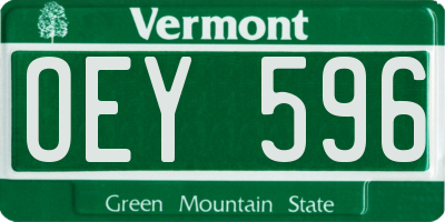 VT license plate OEY596