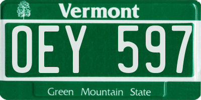 VT license plate OEY597