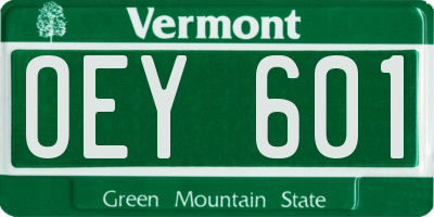 VT license plate OEY601