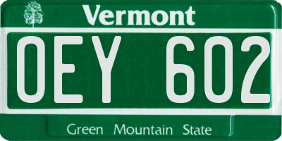VT license plate OEY602