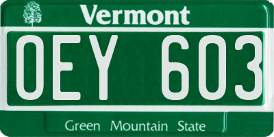 VT license plate OEY603