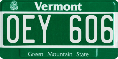 VT license plate OEY606