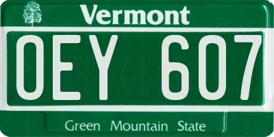 VT license plate OEY607