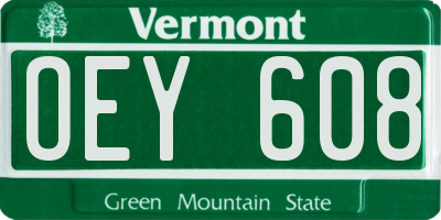 VT license plate OEY608