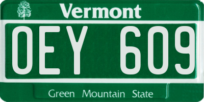 VT license plate OEY609