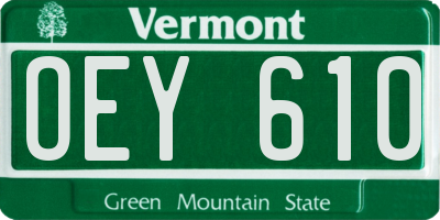VT license plate OEY610