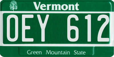 VT license plate OEY612
