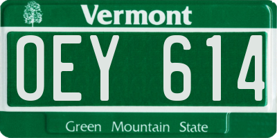 VT license plate OEY614