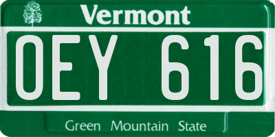 VT license plate OEY616