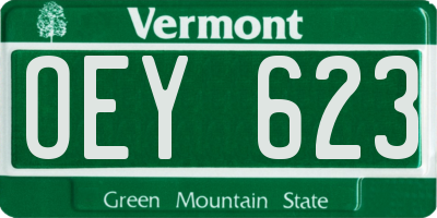 VT license plate OEY623