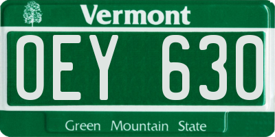 VT license plate OEY630