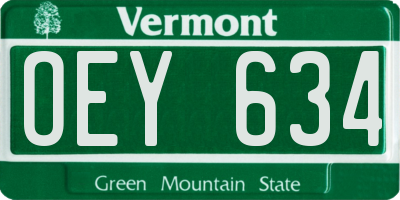 VT license plate OEY634