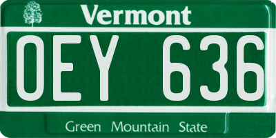 VT license plate OEY636
