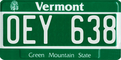 VT license plate OEY638