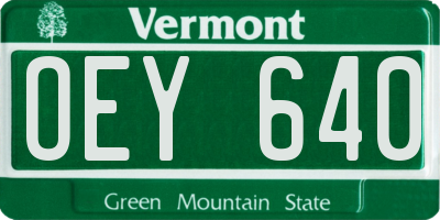 VT license plate OEY640