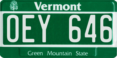 VT license plate OEY646