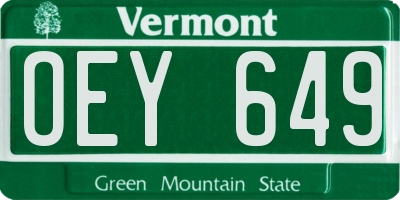 VT license plate OEY649