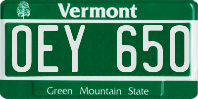 VT license plate OEY650