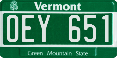 VT license plate OEY651