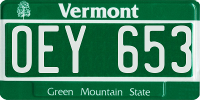 VT license plate OEY653