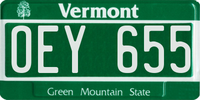 VT license plate OEY655